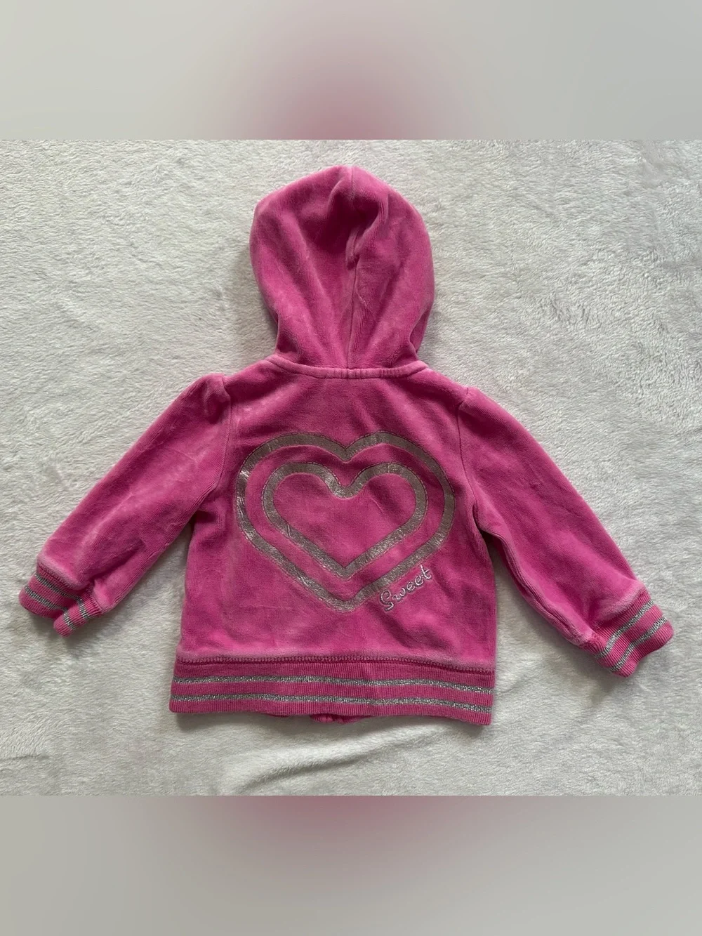 The Children’s Place Y2K Velour Full Zip Hoodie Pink Baby Girls Size 12 Months